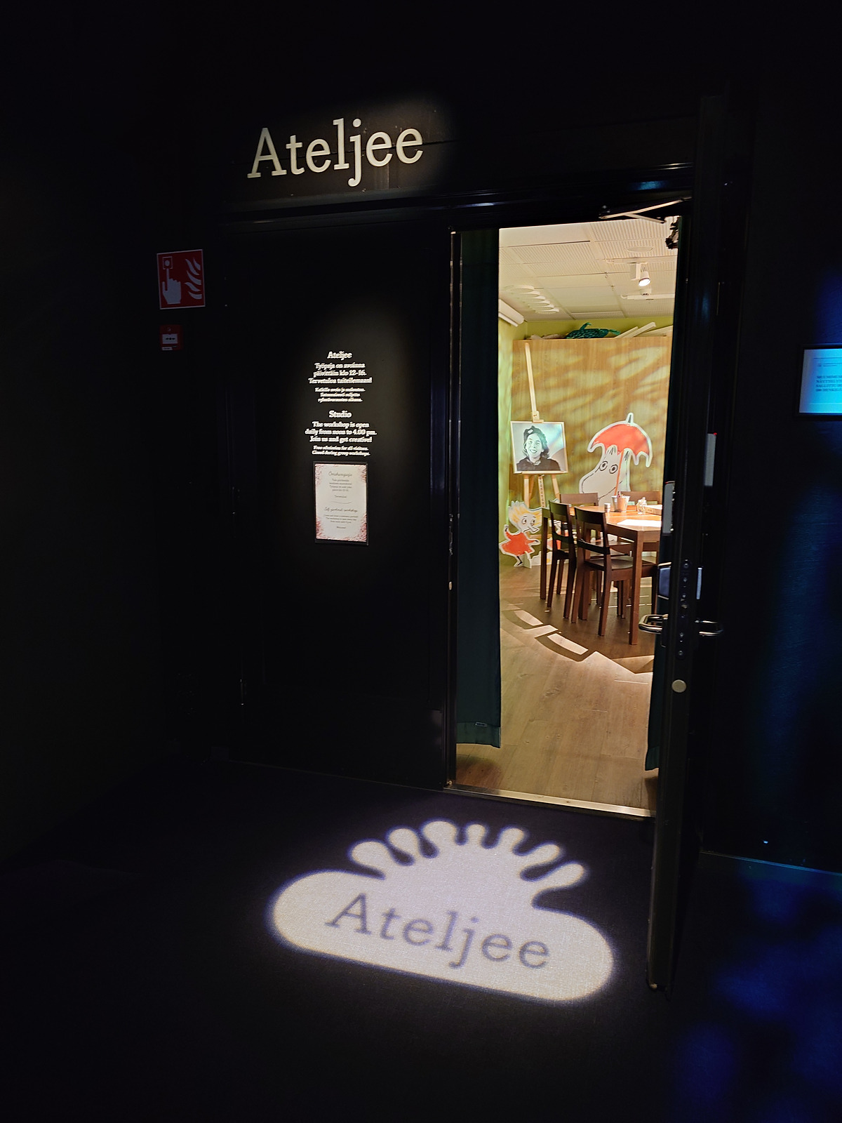 ムーミン美術館アトリエコーナー（Ateljee）の入口