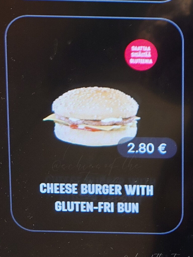 フィンランドのハスバーガーのグルテンフリーチーズバーガー当時の価格