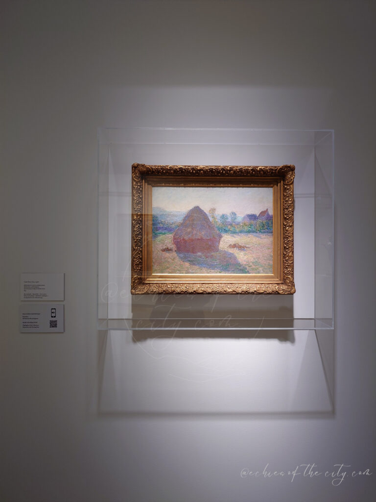 展示されているモネの「積みわら、日没」 , Claude Monet: A Haystack in the Evening Sun